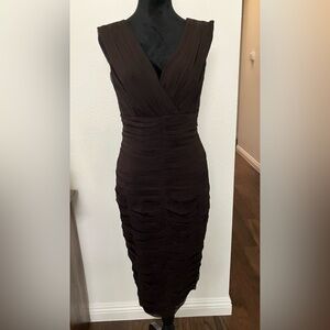 Tadashi Shoji Women's Black  Layered Pencil Dress Formal Size 6 Sheath